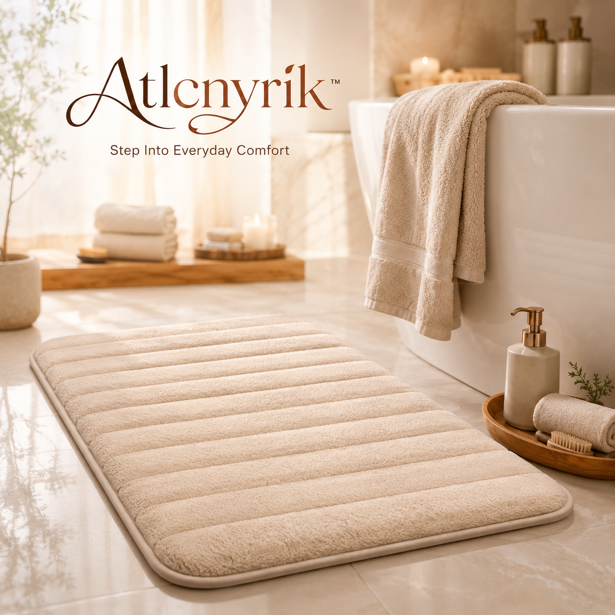 Atlcnyrik™ Memory Foam Bathroom Rug – Soft Absorbent Bath Mat with Non-Slip Backing
