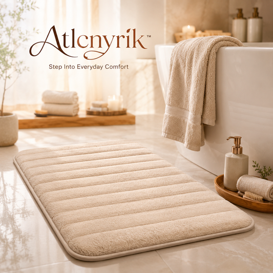 Atlcnyrik™ Memory Foam Bathroom Rug – Soft Absorbent Bath Mat with Non-Slip Backing